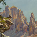 Immagine: 19 Le torri del Sella 1957 olio su tela 45,8 x 50,6