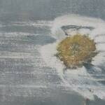 Immagine: Bertolini Carla Maria - connessione mentale 2 olio su cartoncino con acqua ragia e carta vetrata 30x30