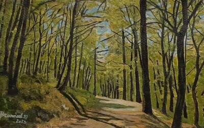 Immagine: Bruno Capossela - Passeggiata tra i boschi, Vigolana TN, acrilico mis 24x15