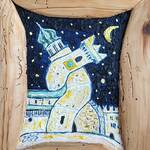 Immagine: Capossela Salvatore -abbraccio in piazza Duomo 23x30 olio su tavola antica con cornice lavorata dall'autore con legno antico in abete 2020