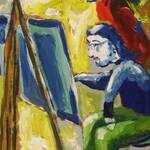 Immagine: Capossela Salvatore - autoritratto 30x30 tecnica mista su masonite 1995
