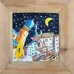 Immagine: Capossela Salvatore - l'incontro 15x15,5 olio su tavola antica con cornice in abete antico 2022