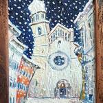 Immagine: Capossela Salvatore - Via Giuseppe Verdi 18x24 olio su tavola con cornice in abete antico 2022