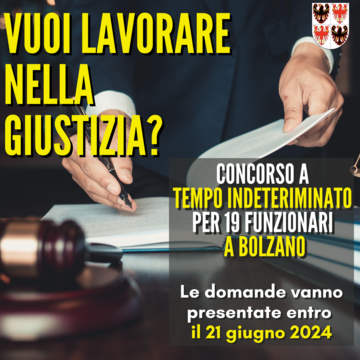 GIUSTIZIA: CONCORSO PER 19 POSTI A TEMPO INDETERMINATO