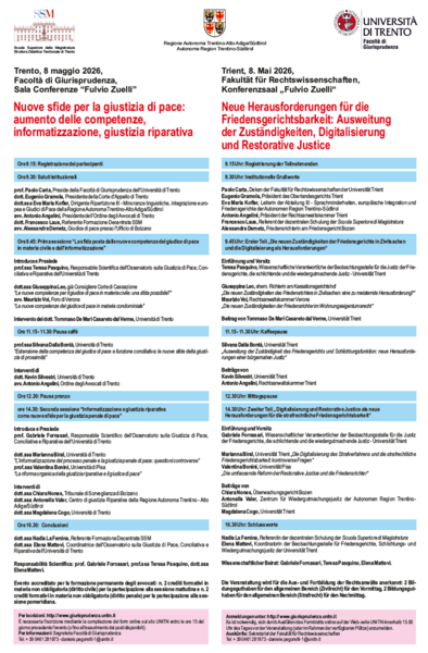 L’8 MAGGIO A TRENTO IL CONVEGNO DI CHIUSURA DEL PROGRAMMA FORMATIVO 2025-2026