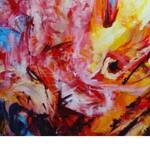 Immagine: Marisa Pereyra Trevisiol - El montaje del Sol . Anno 2022. Misure 80 x 100 cm. Tecnica Mista.