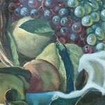 Immagine: Morato Bruno - 3 Cesto con uva e mele cotogne olio su tavola telata cm.67x36,5