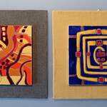 Immagine: Penner Fernanda - astratto 1 e 2 terracotta smaltata con tecnica Cuerda seca 30x30