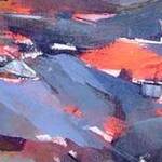 Immagine: Paesaggio blu, cielo rosso