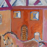 Immagine: Rech Alberto Zamaro - cavallo in piazza tecnica mista 30x30